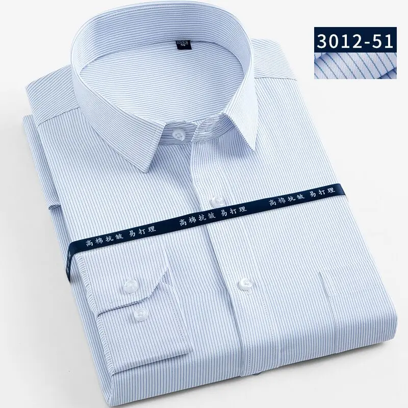 Новое поступление, мужские рубашки, брендовые, с длинным рукавом, в полоску, мужские, умные, для социальных мероприятий, рубашки, белые, синие, с соединением, Мужская одежда, большой размер 4XL - Цвет: 51