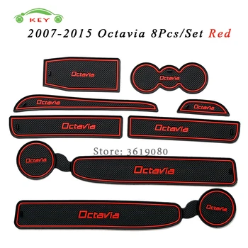 

Car Interior Accessories Rubber Door Pad for Skoda Octavia 2007-2015 Anti-slip Gate Slot Mat Cup Groove Mat Auto Decoration