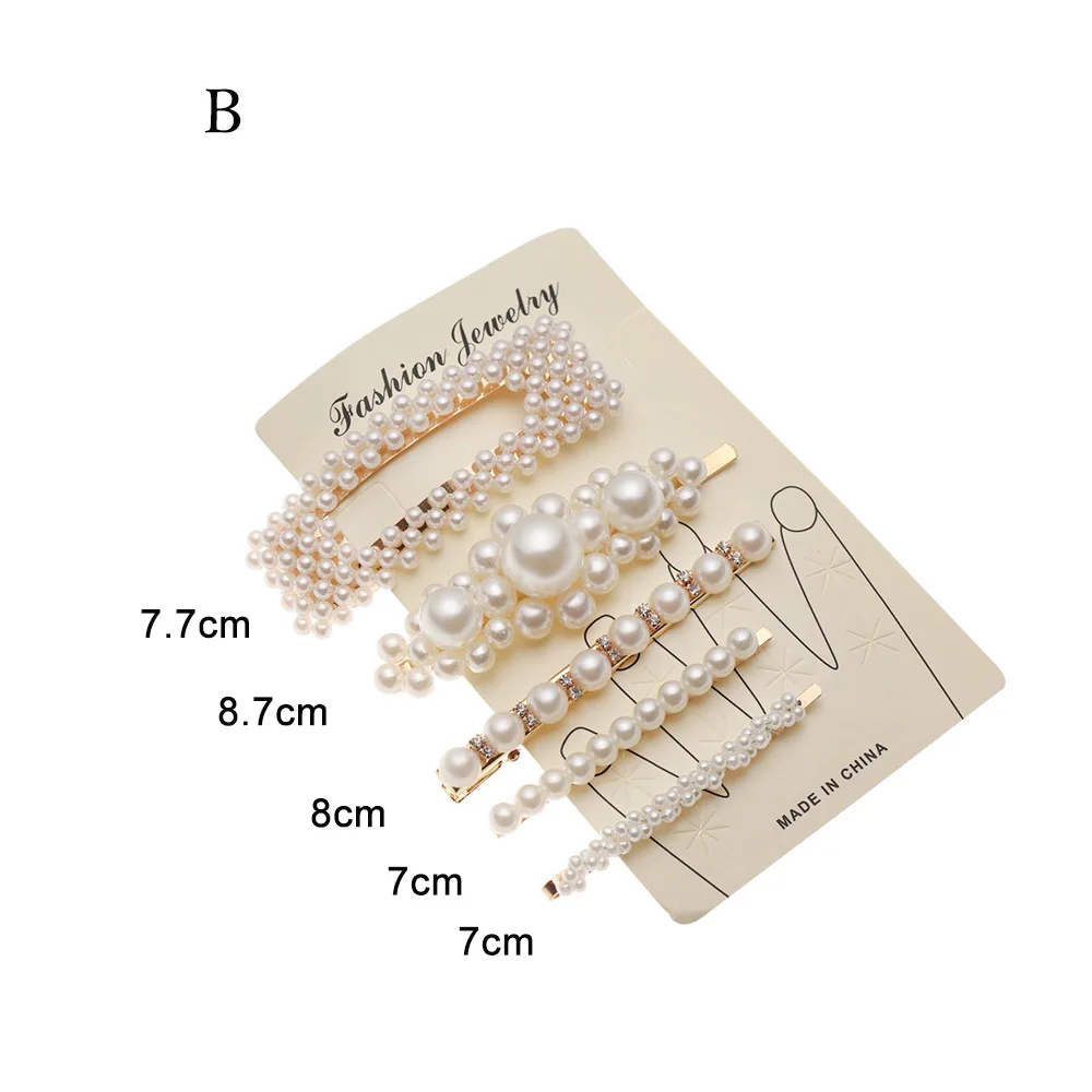 1 Set Fashion Elegant Pearls Hair Clips For Women Girls Sweet Headwear Hair Ornament Hairpins Barrettes Hair Accessories Jewelry