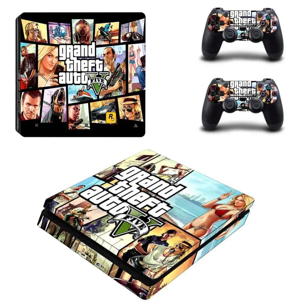 

Game Grand Theft Auto PS4 Slim Skin Sticker Decal Vinyl for Sony Playstation 4 Console and 2 Controllers PS4 Slim Skin Sticker
