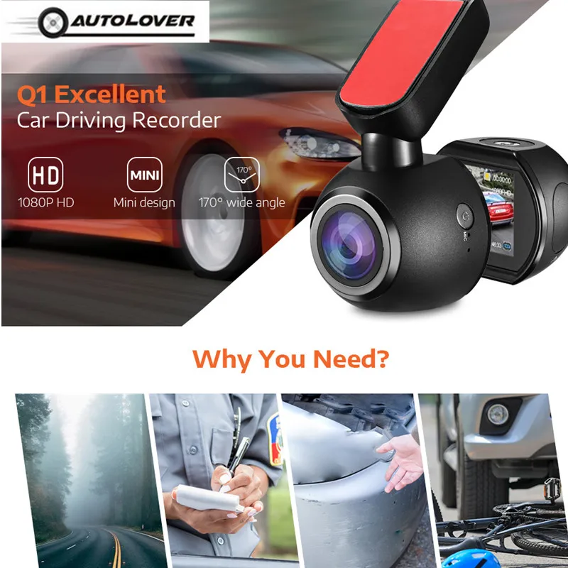 

Q1 Mini Car DVR Dash Camera 1080P HD Driving Recorder Parking Monitor Loop Record Gsensor 170 Degree Angle Night Vision Dash Cam