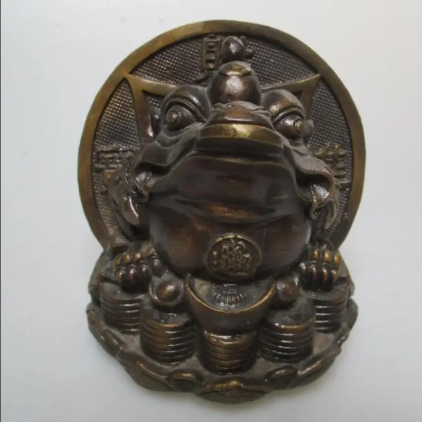 

Wedding Decorations/Art Collection Chinese Copper Carved Toad Statue/Home Feng Shui Frog Sculpture