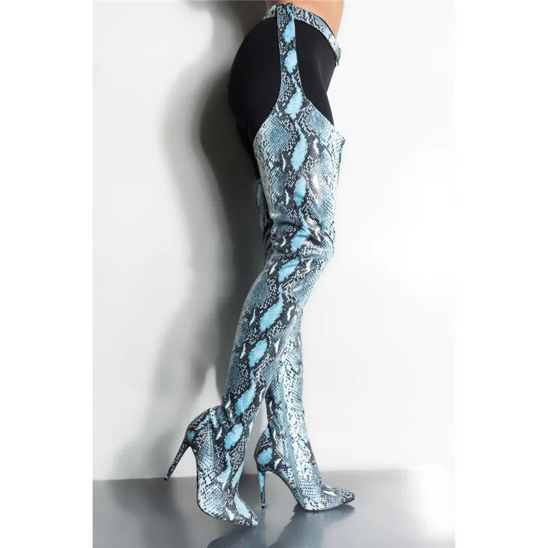 Bout Python Boucle Dames Talons Ceinture Cuissardes Sexy As Imprimé Sur Chaussures Bottes Femmes Pic Taille Mujer 2019 Genou Serpent Pointu 8OknP0w