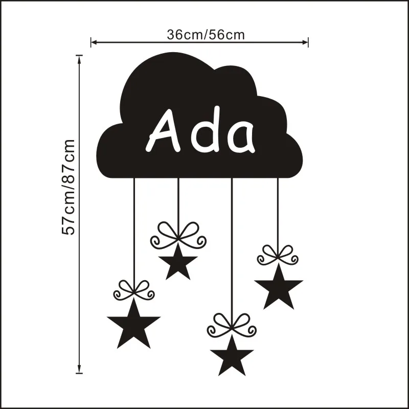 Виниловые наклейки с изображением облаков и звезд на заказ для девочек, домашний декор для маленьких девочек, украшение для спальни, детская комната, настенная наклейка, A007