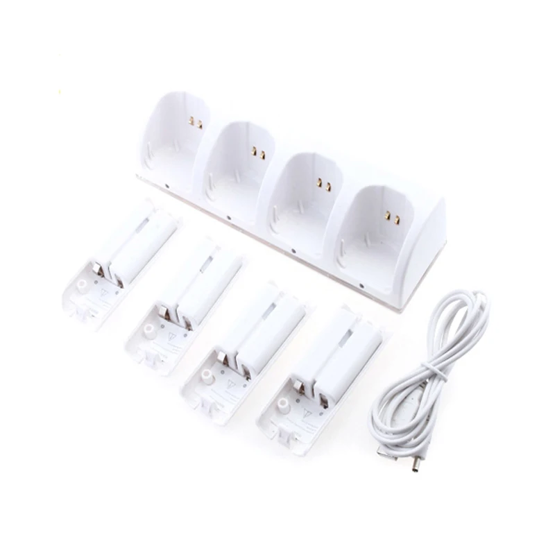 

2016 New 4x 2800mAh Rechargeable Battery Packs + Quad 4 Charger Dock Stand Station for Wii Remote Controller White