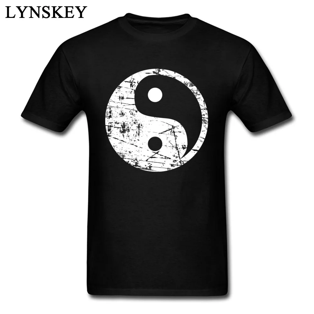 100% Cotton Tops Shirts Yin Yang Grunge - White for Men Casual T Shirts Custom Family O Neck Short Sleeve Tee Shirts Yin Yang Grunge - White black