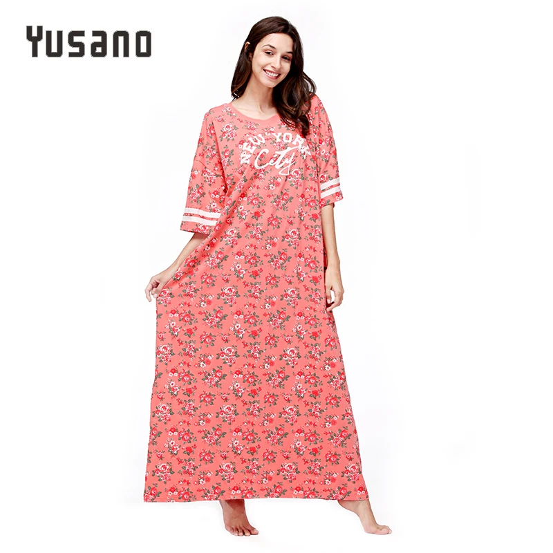 Ночная рубашка Yusano Женская хлопковая длинная 2XL 3XL 4 XL 5XL|plus nightgown|sleepwear dresswomens nightgown |