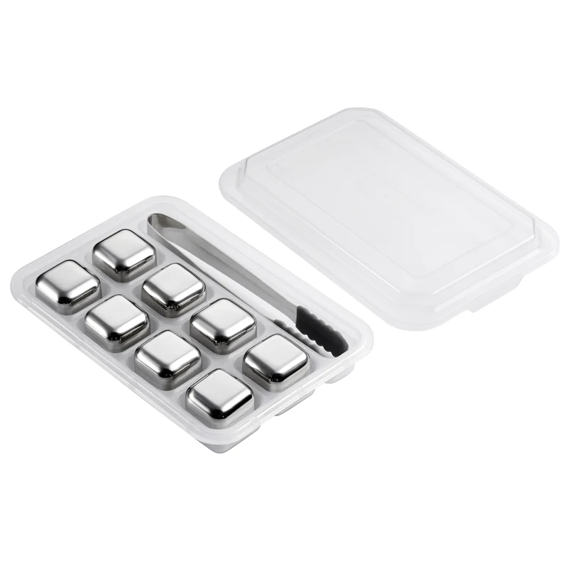 8PCS 304 Stainless Steel Ice Cube Reusable Cooling Stone For Vodka Whiskey Stone Whiskey Beer Summer Drink Cooling Accessories