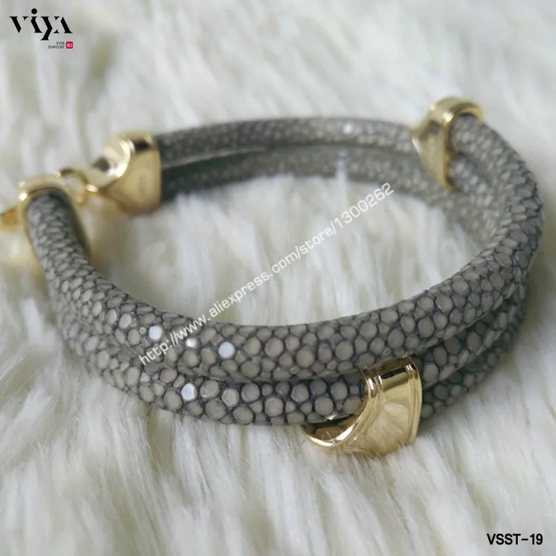 Genuine Stingray Skin leather bracelet Men-VSST-19-1 (7)