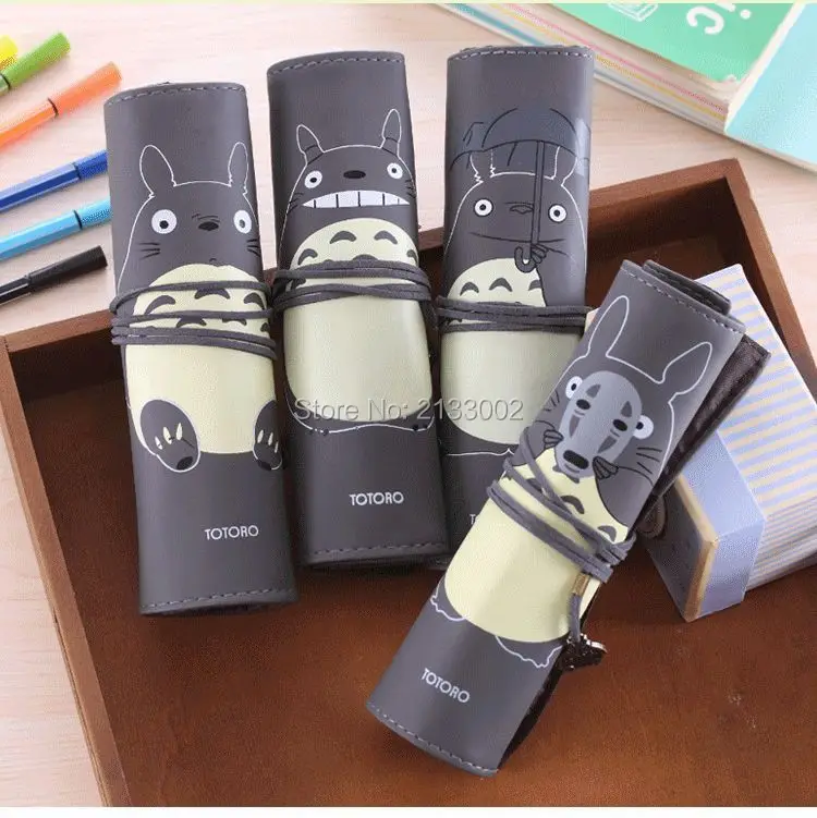 

Creative My Neighbor Totoro PU Leather Roll Pencil Case Stationery Storage Organizer Bag As Gift Stationery