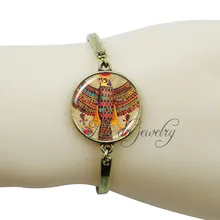 Египетский браслет с Соколом Древние египетские ювелирные изделия с животными винтажный стеклянный купол браслет с египетским крестом для женщин и мужчин подвеска "Сокол" амулеты