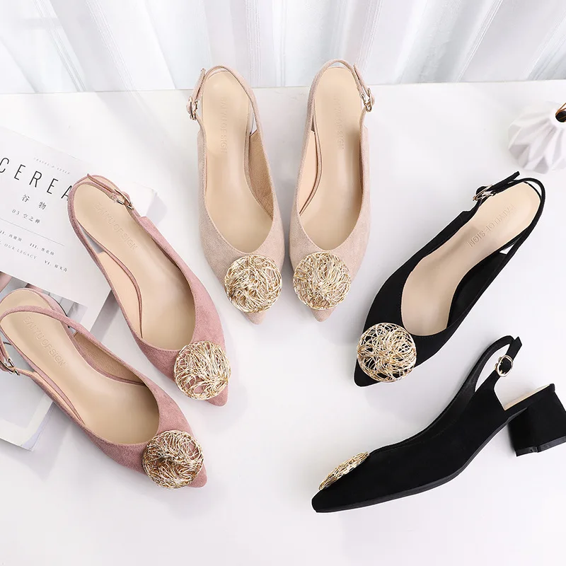 

Women Sandals Suede 2019 Platform rubber 4.5CM Square heel Shoes For Women Heels Sandalias Summer Shoes Flock Sandals