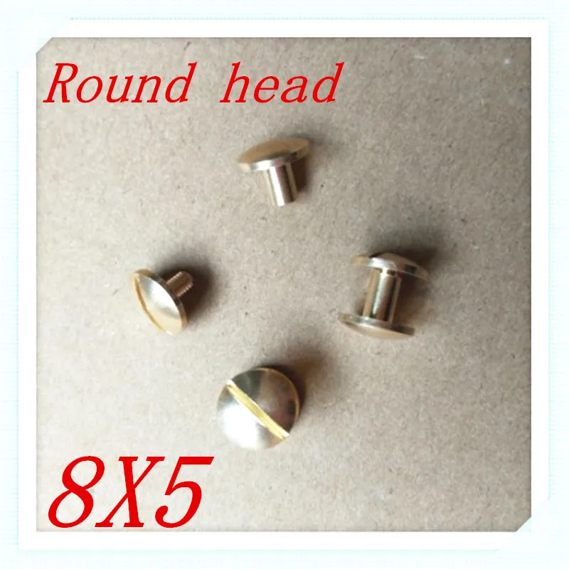 50 sets 8*5mm round head solid Brass Chicago Rivets Studs Screw