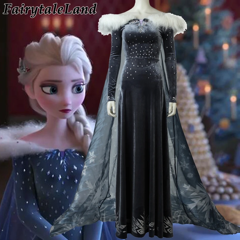 

Olaf's Adventure Princess Elsa Cosplay Costume adult women Christmas Winter Velvet Elsa Dress Queen Carnival Halloween Costume