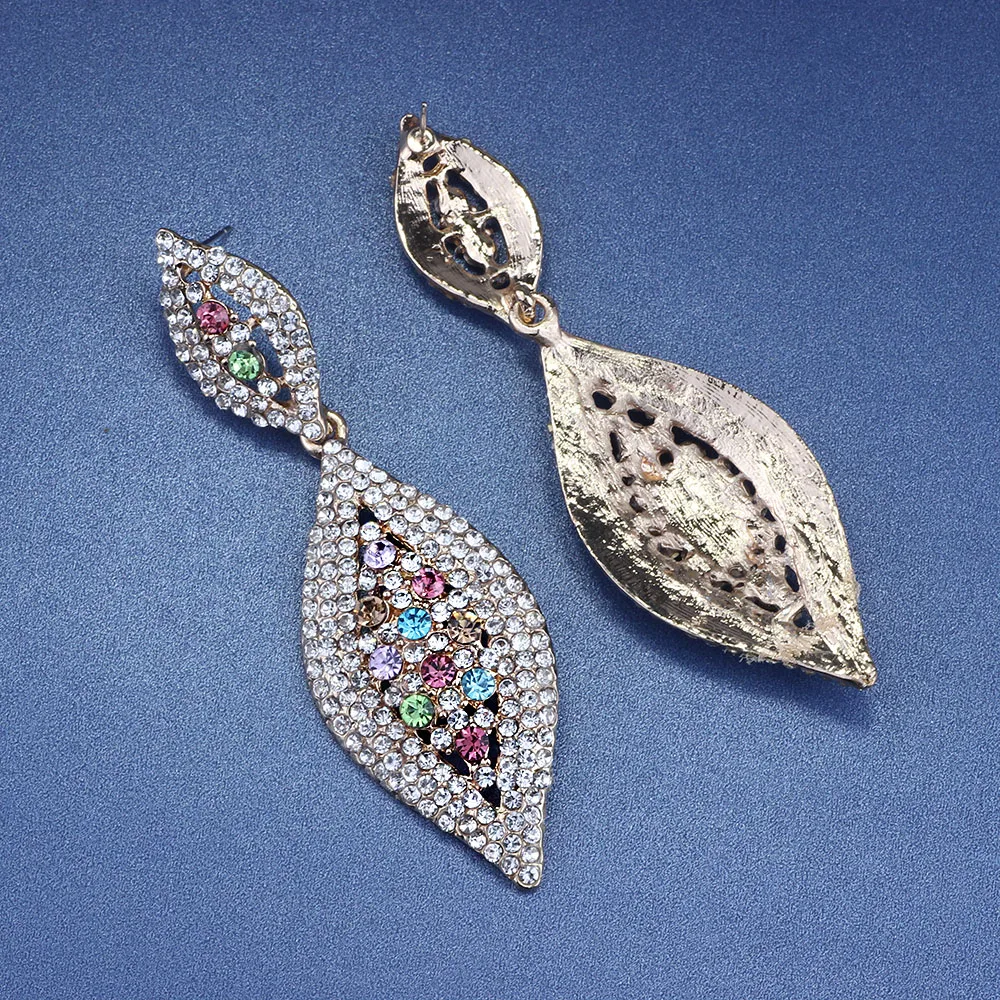 Модные ювелирные изделия FARLENA, посеребренные серьги в форме листьев с кристаллами, Длинные свадебные серьги