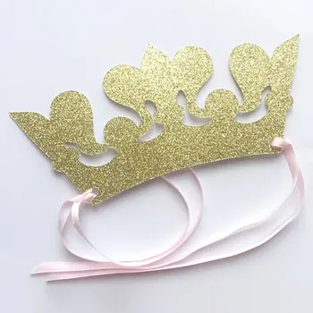 

glitter little girl Princess crowns Party birthday hats caps baby shower Decorations paper party masks
