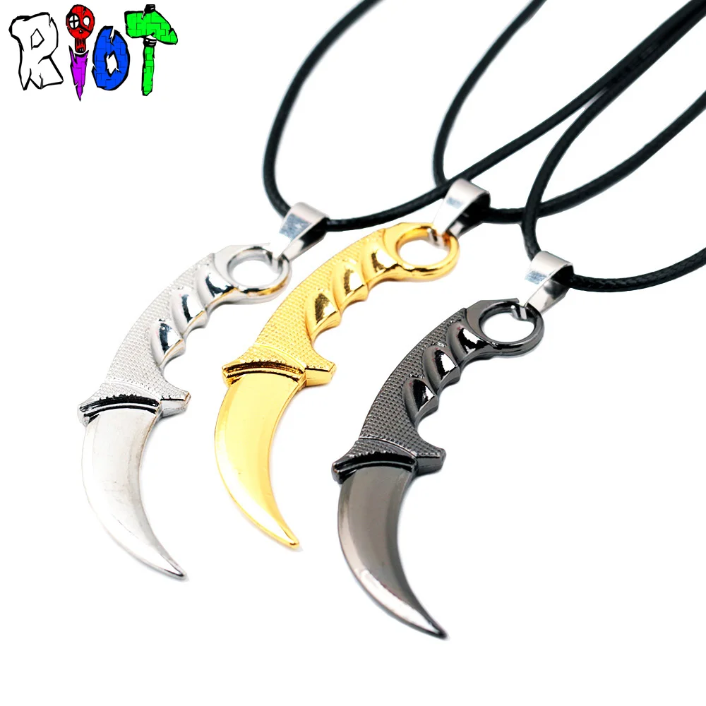 

6 Type CS GO Karambit Choker Necklace csgo Pendant Alloy Keychain Counter Strike Keyring Key holder Charms Men Jewelry Fans Gift