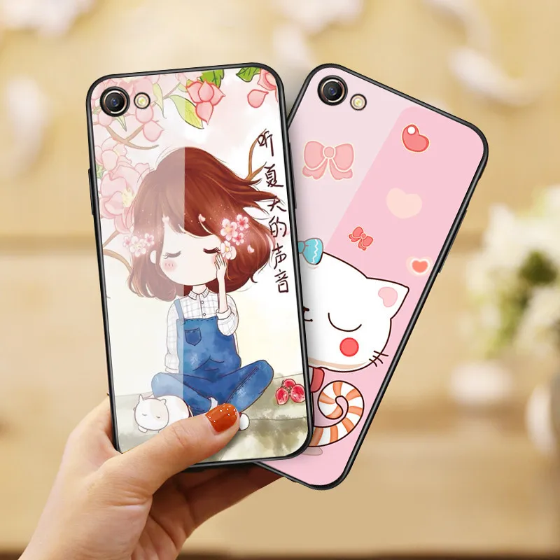

For Oppo A73 Painted Pattern Tempered Glass Case on The for Oppo A57 Back Cover Hard Case Bumper for OPPO A59 Soft TPU Case A79