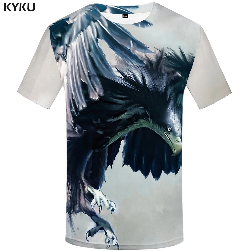 KYKU Tiger Футболка мужская 3d футболка Забавные футболки черная футболка в стиле панк-рок одежда Аниме король готика мужская одежда s