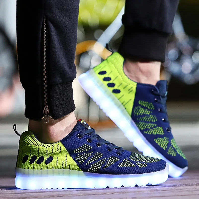 

2019 New Luminous Sneakers for Man High Quality Stretch Fabric Breathable Surface Glowing Sneakers Light Up Shoes