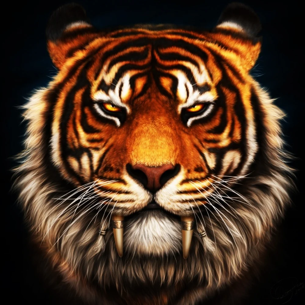 custom print square fabric poster (frame available) art tiger with sabretooth PCB10 for wall decor room home decoration | Дом и сад