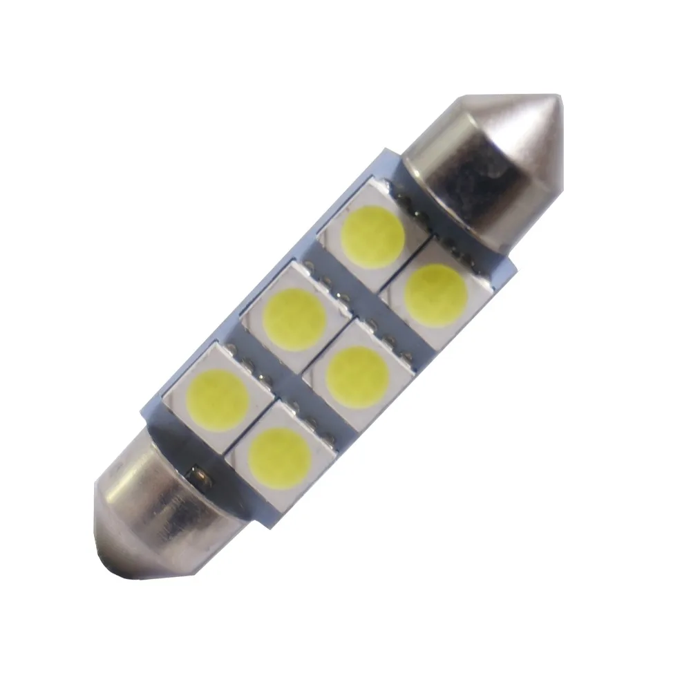 100 шт. Festoon C5W 5050 SMD 6 светодиодный Автомобильный светодиодный 31 мм 36 мм 39 мм 41 мм авто Интерьер Купол дверь лампочка освещение для коридоров 12 В
