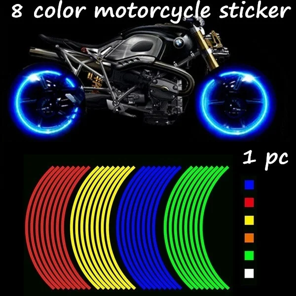 

8 Colors Options 16 Strips Wheel Sticker Reflective Stripe Bike Motorcycle