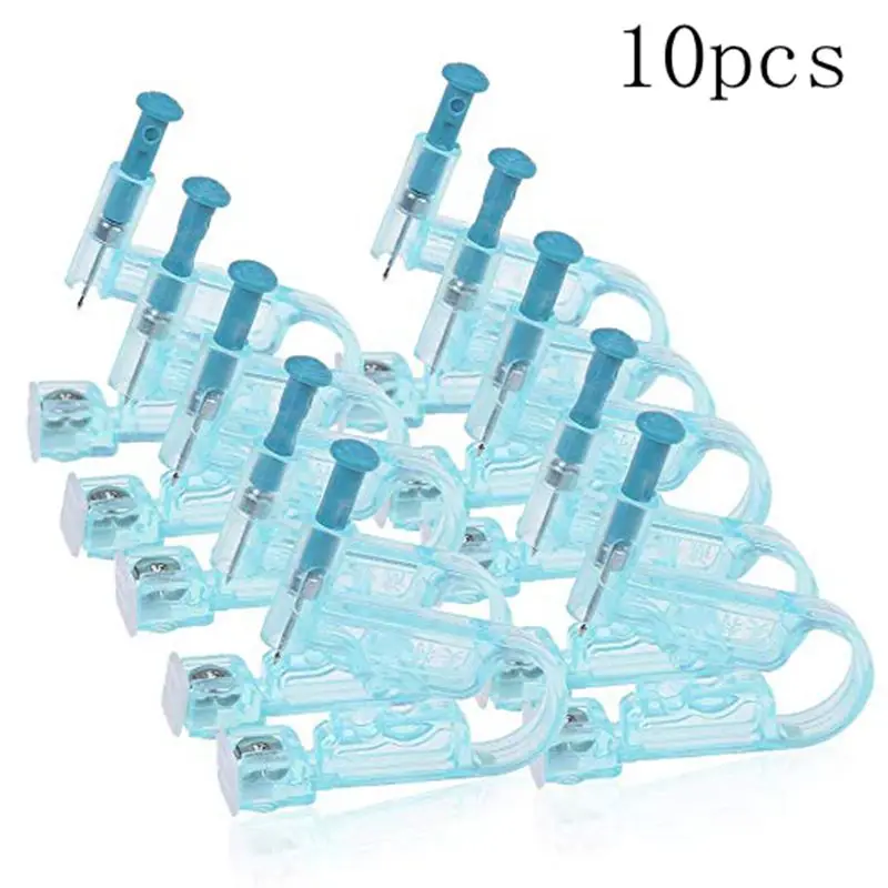 10Pcs Disposable Safety Sterile Ear Piercing Gun Unit Tool with Alcohol Pad Asepsis Pierce Kit for Piercing Supplie