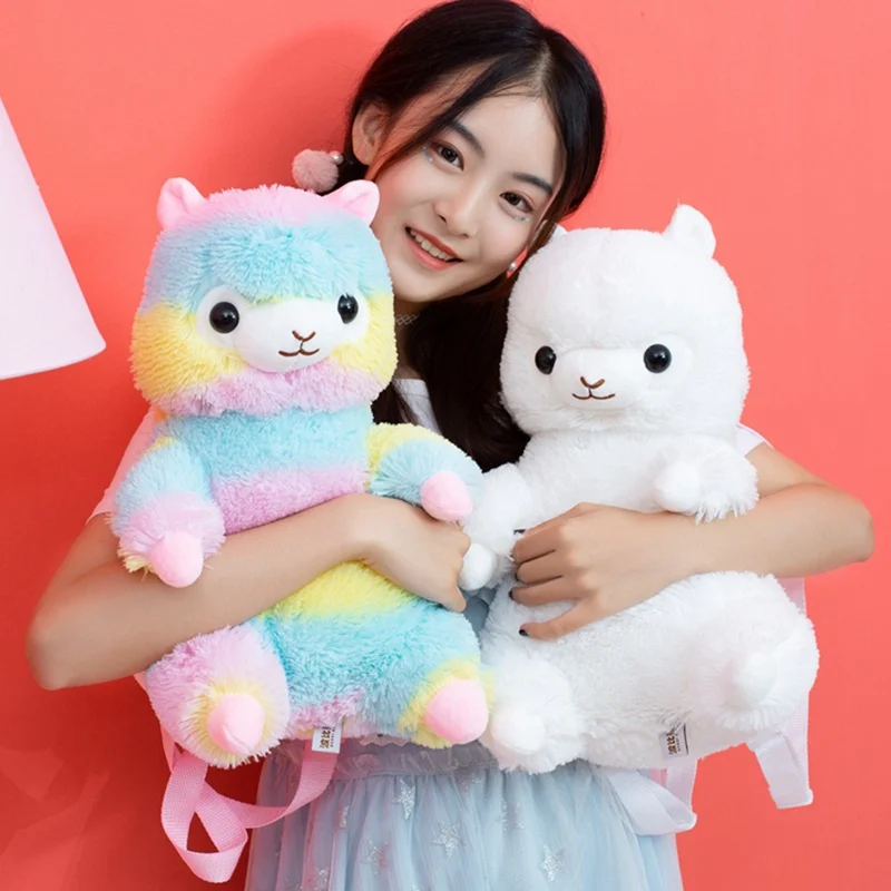 

Fashion Alpaca Stuffed Animal Backpack Plush Cartoon Double Shoulders Bag Kids Girls Shoulder Bag Drop Shipping