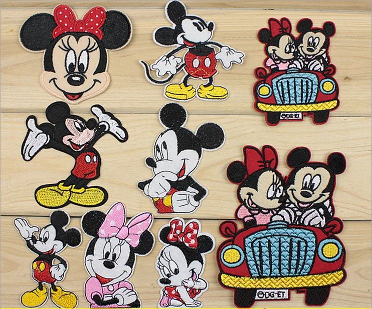 

14pcs/lot Free shipping 5-12cm Cartoon Cloth Patches Mouse Mickey/Minnie Garment Applique DIY Accessories