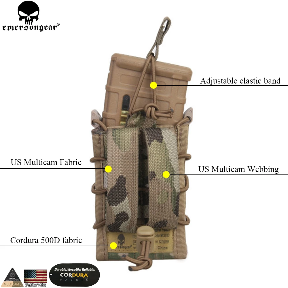 Emersongear 5,56 двойной подсумок для винтовки M4/M14/AK/G3 пистолет M92/1911/HK45 Мультикам страйкбол Molle подсумок держатель