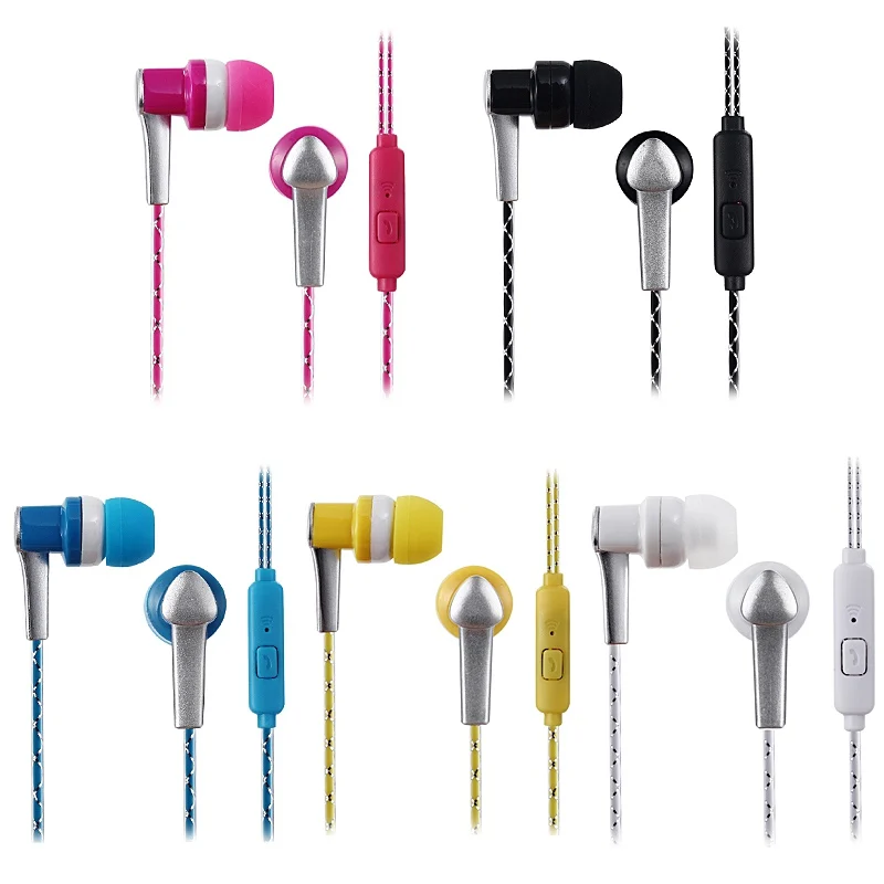 Fashion Braided Wired Earphone HiFi Stereo Super Bass Earphone Music In-ear Headset With Mic Portable Audio And Video Device