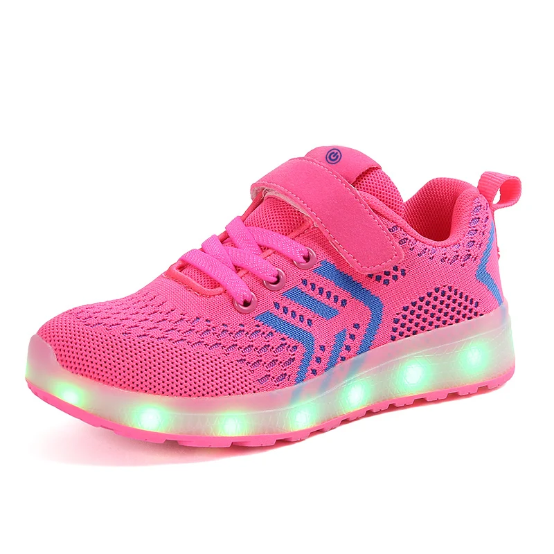 Baratos STRONGSHE 2018 nuevos niños zapatos con luz niños y niñas Casual zapatos LED para niños USB carga LED Luz 7 colores niños zapatos