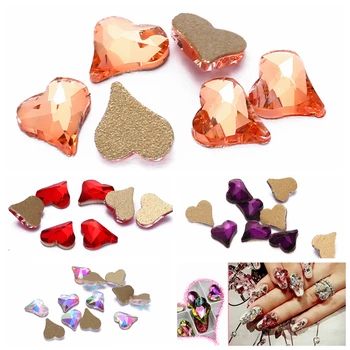 

Flatback Crystal Crooked Heart Shape Nail Rhinestones For Nail Art DIY Craft Garment Accessories Case Bags Decorations 500pcs