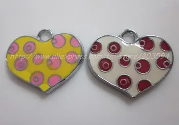 

100Pcs metal heart charm enamel heart charm 22*18.5mm
