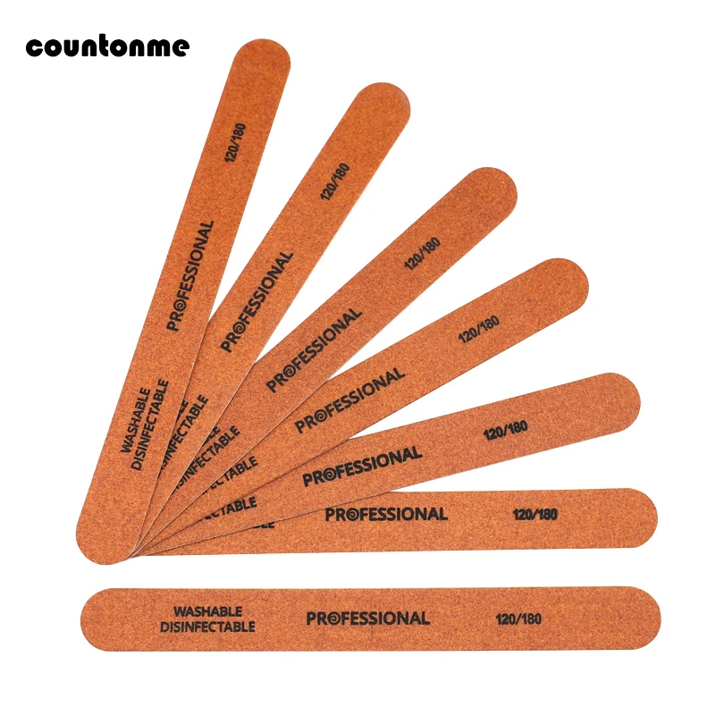 Новая Профессиональная деревянная пилка для ногтей зернистость 120/180 коричневая наждачная бумага 10 шт двухсторонняя моющаяся Наждачная доска Шлифовальная Пилка Для Ногтей
