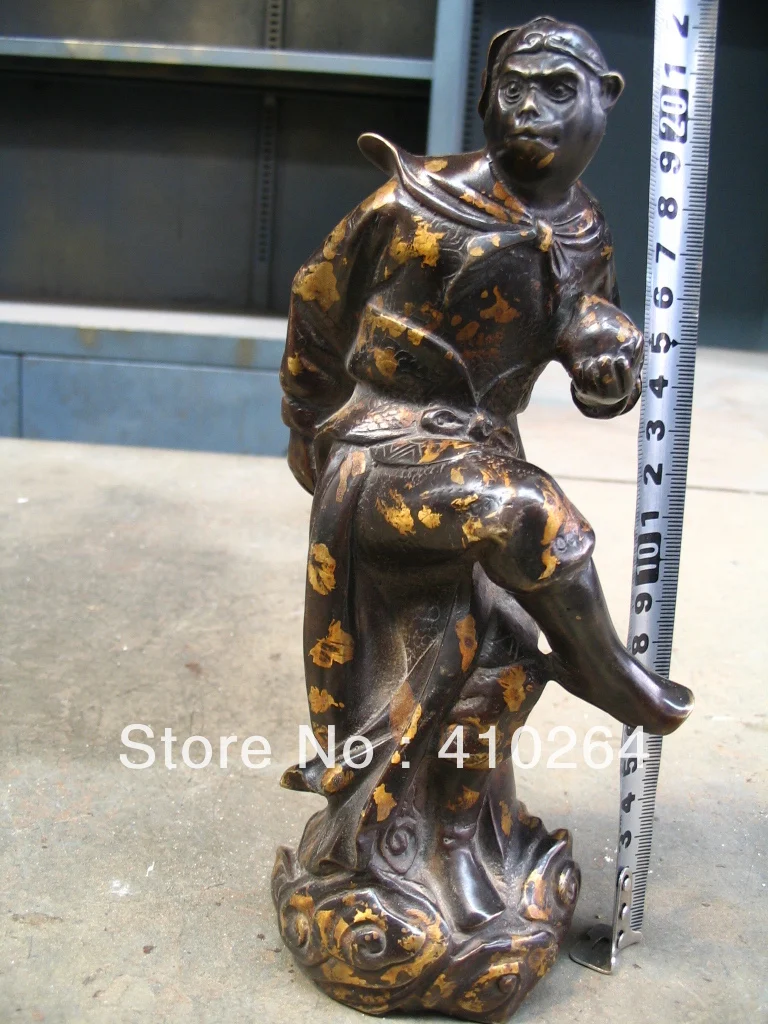 

0116P [old craft ] Fast shipping Wonderful and beautiful Monkey King to a peach bronze statue (A0314)