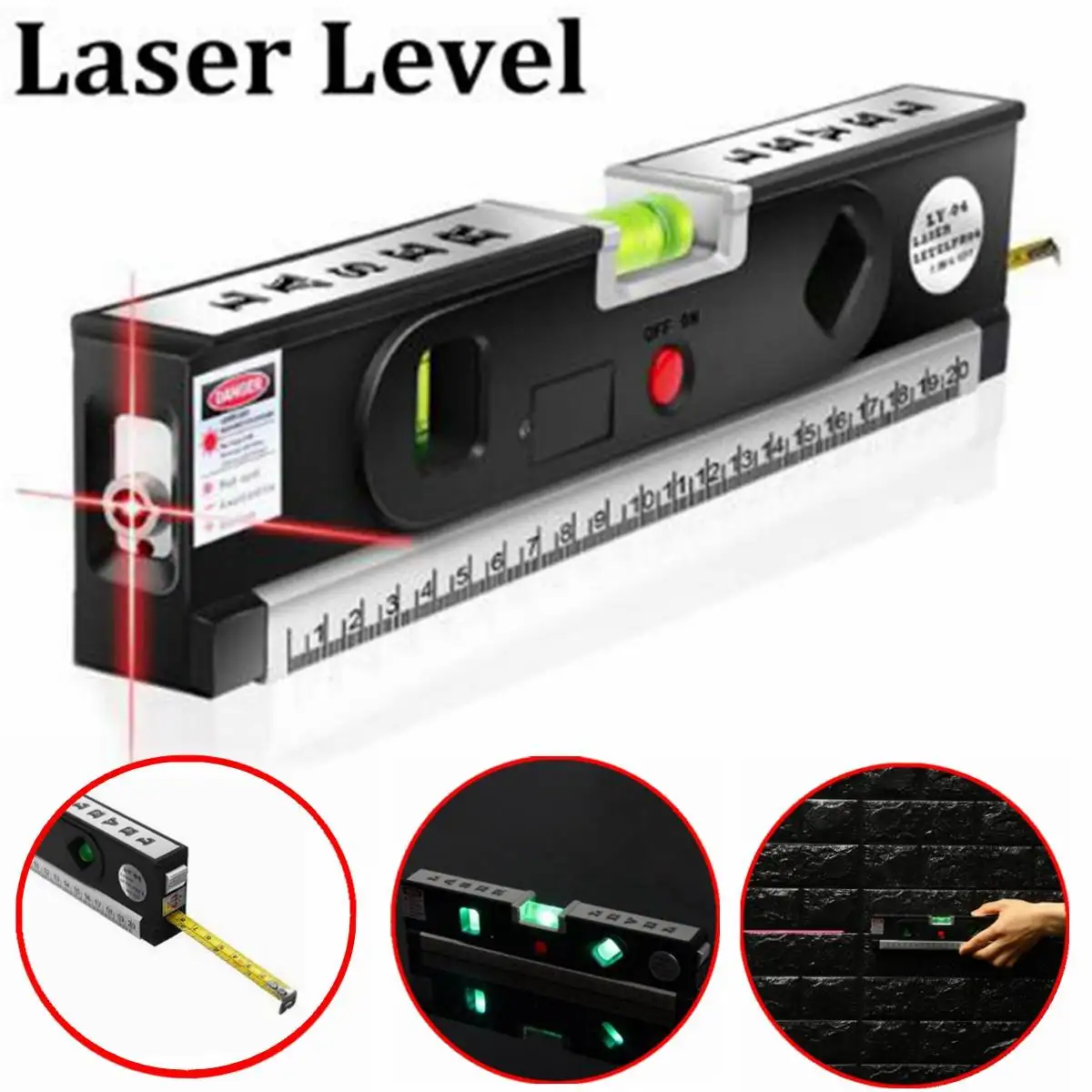 

Laser Level Measuring Tape Spirit-Horizontal Vertical Line Rule Aluminium Alloy Standard & Metric Rulers Wavelength 650nm