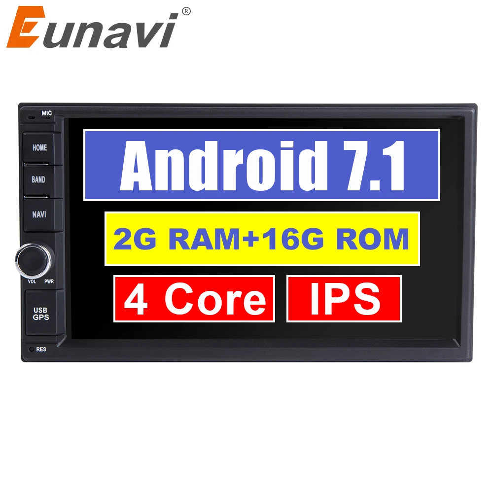 

Eunavi 2 Din 7'' Quad core Universal Android 7.1 Car Multimedia Player Radio Stereo Video GPS Navi 1024*600 HD Touch Screen USB