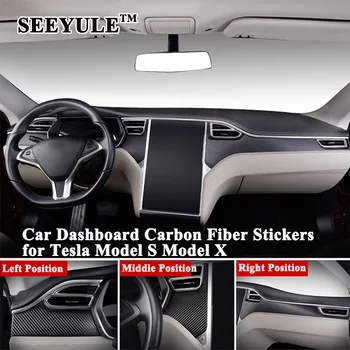 

3pcs/set SEEYULE Carbon Fiber Car Dashboard Stickers Air Vent Decoration Protector Accessories Styling for Tesla Model S Model X