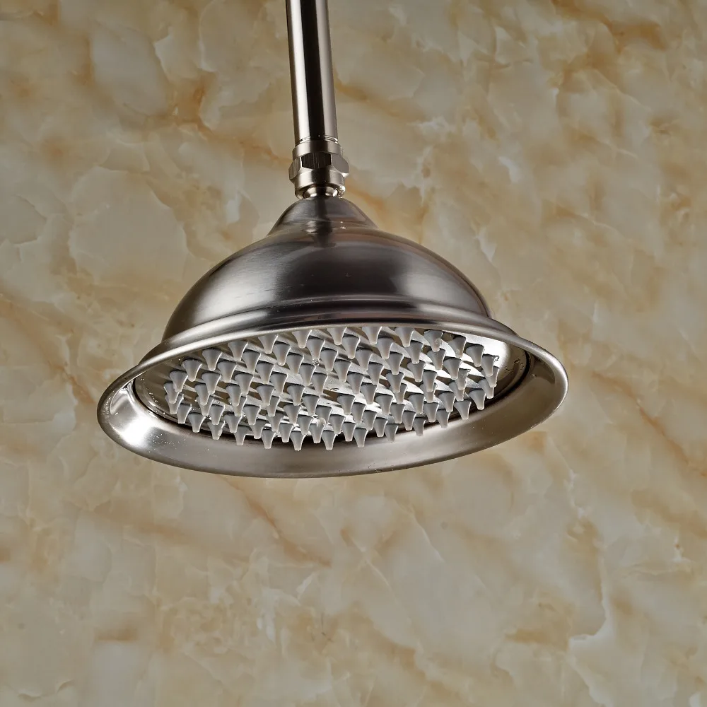 Wholesale And Retail Solid Brass Brushed Nickel 8" Round Rain Shower Head 10" Ceiling Mounted
