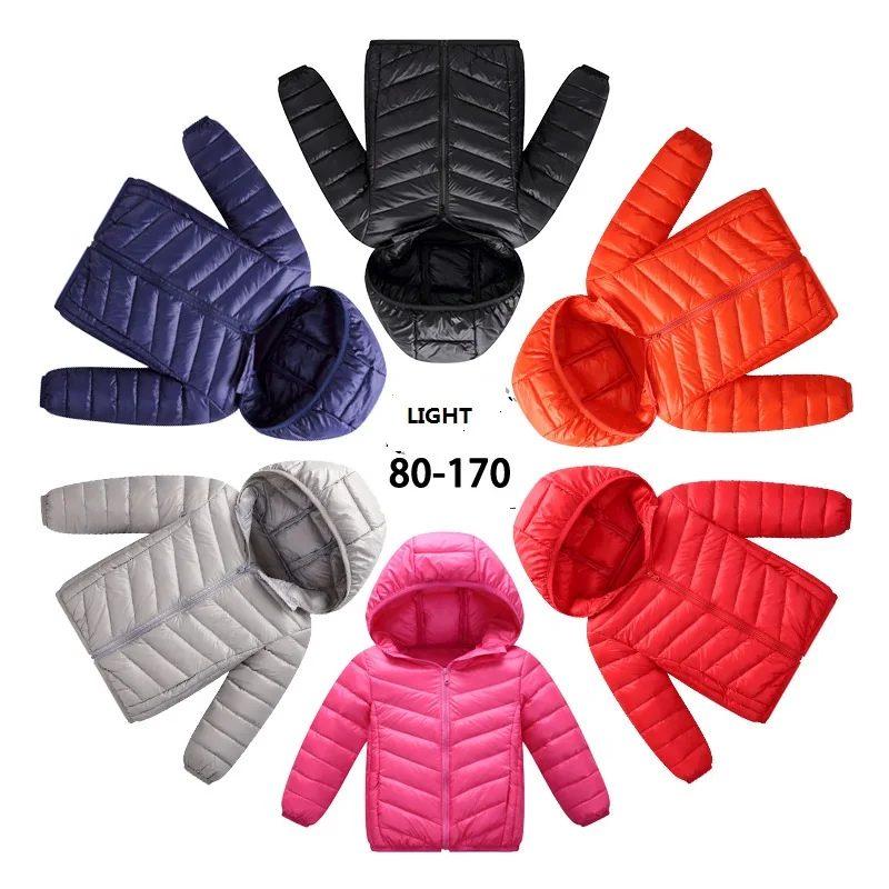 

M016 Autumn and Winter Padded Jacket Children's White Duck down jacket light and thin children's clothing Girl &Boy Zipper Coat
