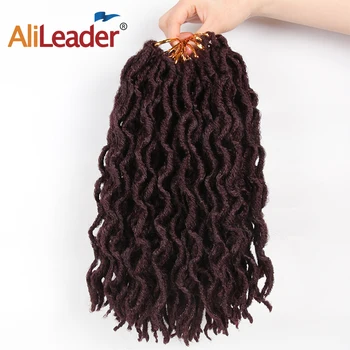 

AliLeader Faux Locs Curly Crochet Braids 12 18Inch Soft Natural Black 99J Synthetic Hair Extension 20 Stands/P Faux Locks Hair