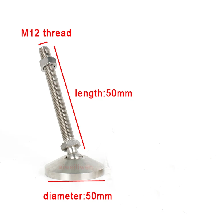 D50 M12 Thread 50mm Ss304 Universal Feet Adjustable Foot Cup Stainless