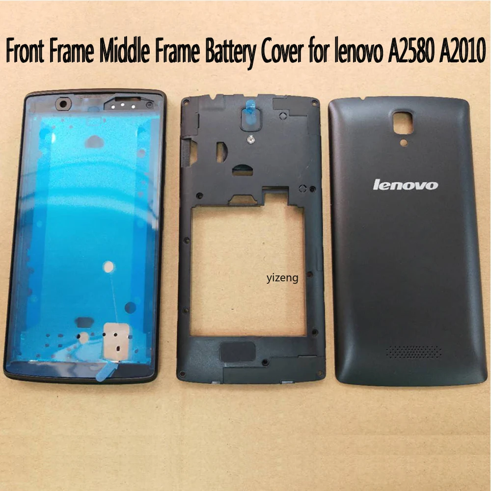 

Housing For Lenovo A2580 A2010 Front Frame Middle Frame Battery Door Back Cover With Camera lens and logo
