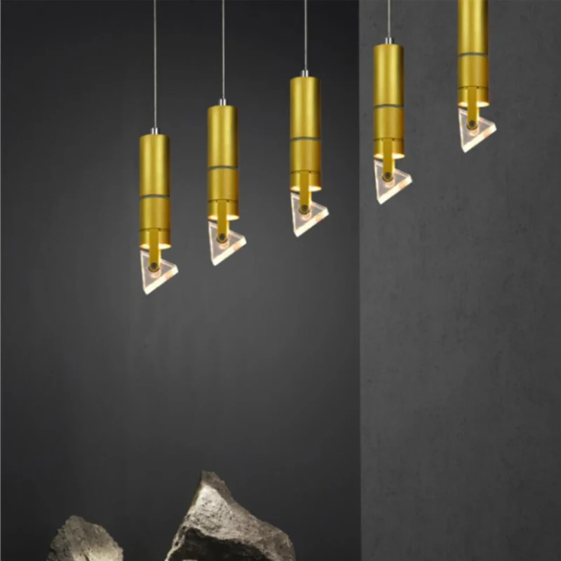

Modern Restaurant Led Pendant light Triangle Crystal Rotatable Office Hanging Light Fixtures Coffee Shop Bar Hanglamp 220V