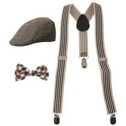 1 комплект, Новый Модный Эластичный детский Y-back подтяжки на подтяжках + галстук + берет набор с шапочкой, регулируется бесплатно для тела