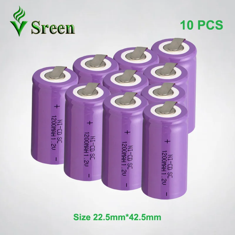 SC 1200mAh NI CD Rechargeable Battery Cell 1.2V Subc Rechargeable