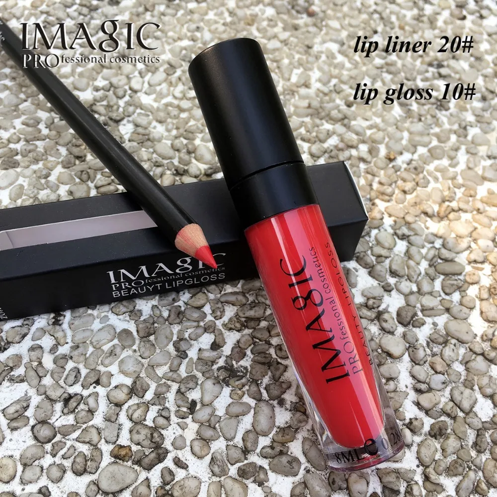 9Colors IMAGIC Lip Gloss Waterproof Matte Liquid Lipstick Strawberry Long Lasting Lip Kit as pencil for lips Makeup