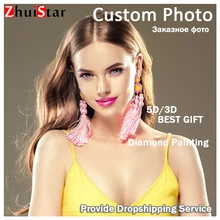 Фото на заказ полный квадрат/Круглый DIY Алмазная вышивка Алмазная мозаика из горного хрусталя для росписи декора Прямая поставка